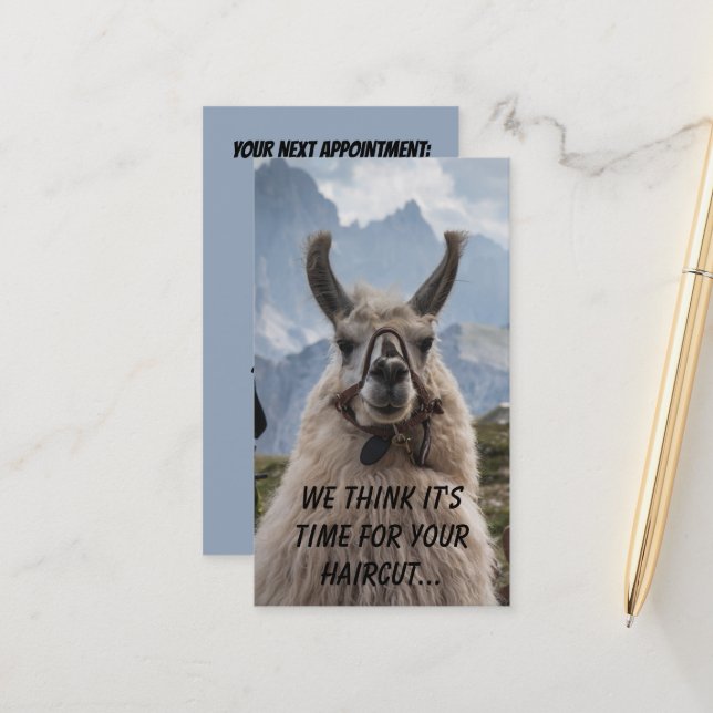 Carte De Rendez-vous Coiffeuse Alpaca personnalisée photo personnalisée (Devant/Arrière en situation)