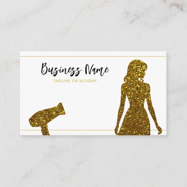 Carte De Rendez-vous Coiffeuse de Parties scintillant dorée chic (Devant)