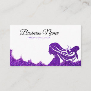 Carte De Rendez-vous Coiffeuse élégante à Parties scintillant violette