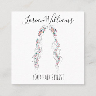 Carte De Rendez-vous Coiffure minimaliste mariée Wavy Cheveux chic flor