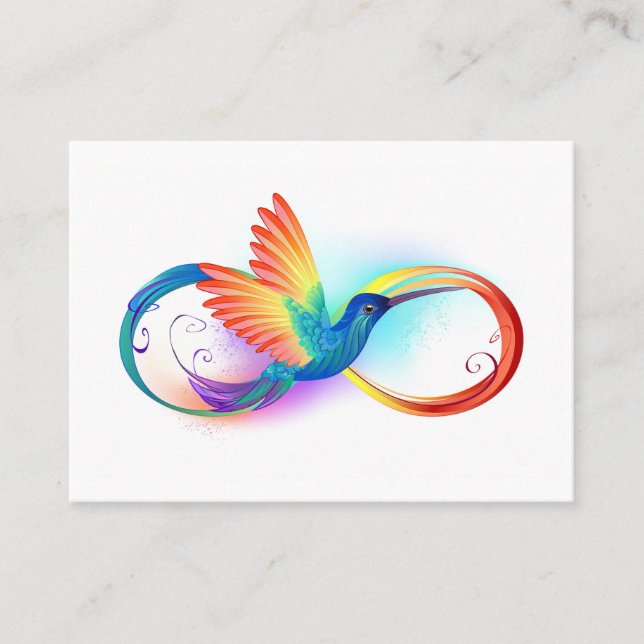 Carte De Rendez-vous Colibri arc-en-ciel avec symbole Infinity (Devant)