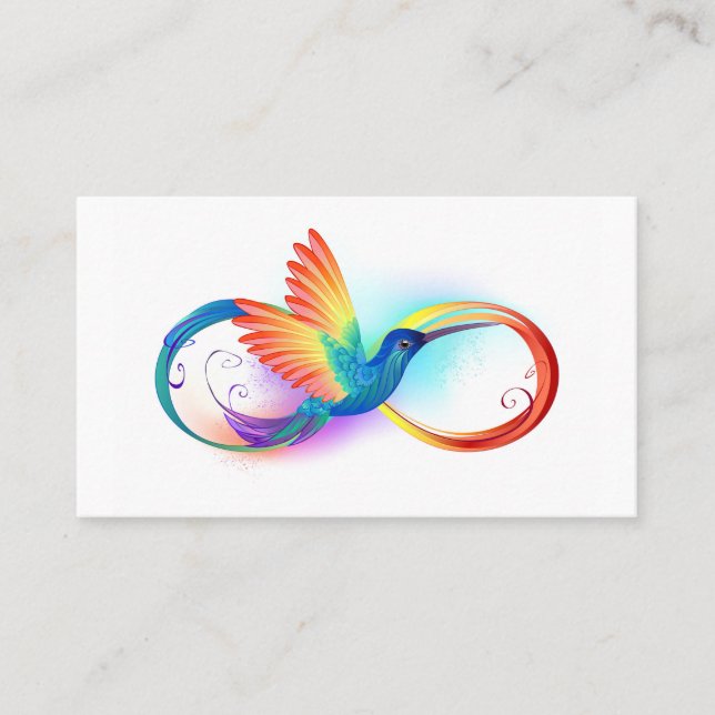 Carte De Rendez-vous Colibri arc-en-ciel avec symbole Infinity (Devant)