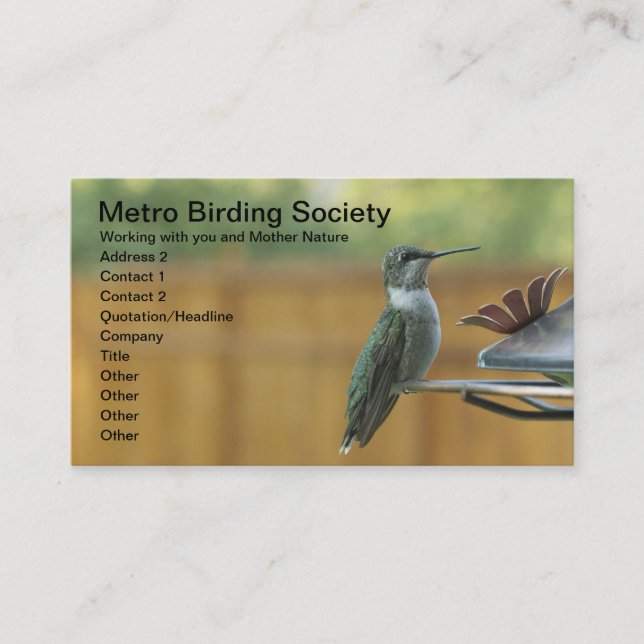 Carte De Rendez-vous Colibri Ruby Throsé (Devant)
