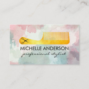 Carte De Rendez-vous Comb Ciseaux Aquarelle Styliste