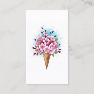 Carte De Rendez-vous Cône rose Sakura crème glacée gaufre