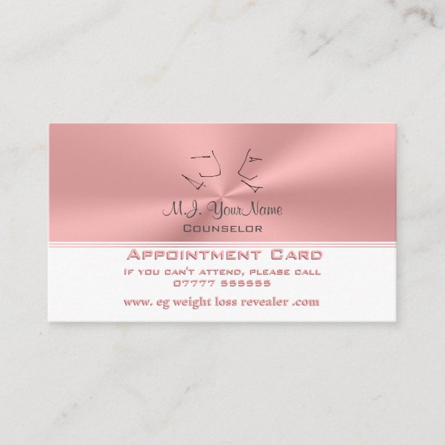 Carte De Rendez-vous Conseiller personnel luxueux rose chrome look (Devant)