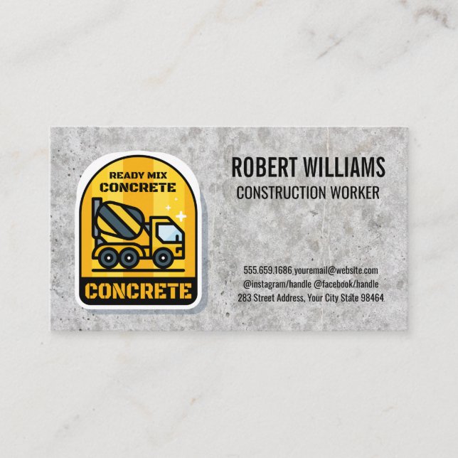 Carte De Rendez-vous Construction | Camion de mélange de ciment | Béton (Devant)