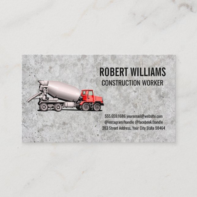 Carte De Rendez-vous Construction | Camion en béton (Devant)