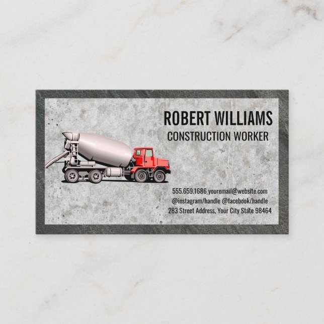 Carte De Rendez-vous Construction | Illustration du camion de mélange d (Devant)