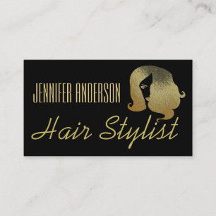 Carte De Rendez-vous Cosmetologist noir de salon de coiffeur d'or