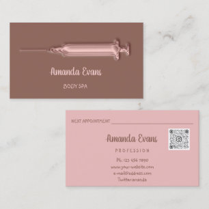 Carte De Rendez-vous Cosmetologist Syringe Botox Injections Rose Brown