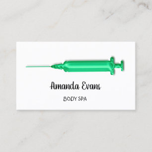 Carte De Rendez-vous Cosmetologiste Syringe Botox Injection Vert Blanc