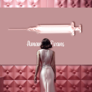 Carte De Rendez-vous Cosmetologiste Syringe Botox Injections SPA Rose