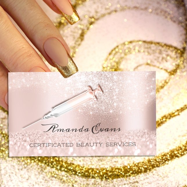 Carte De Rendez-vous Cosmetologue Botox B12 SPA d'injection Rose (Cosmetologist Botox B12 Injections SPA Rose Appointment Card)