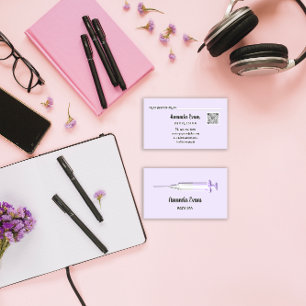 Carte De Rendez-vous Cosmetologue Syringe Botox Injection Argent Lilac