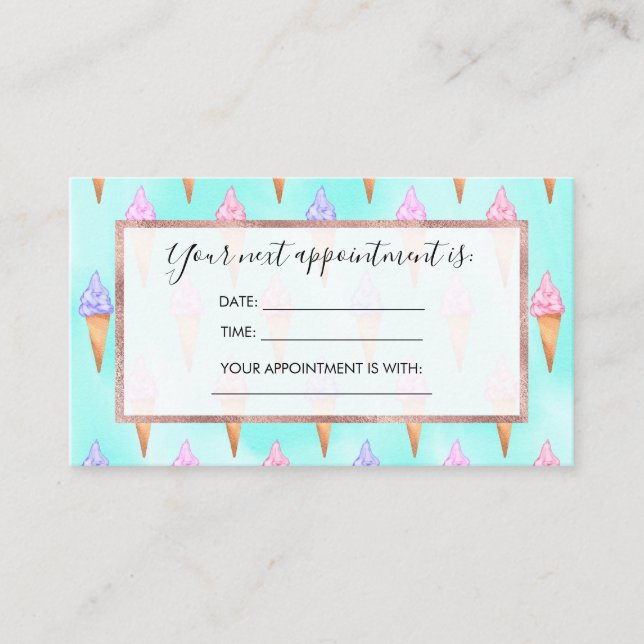 Carte De Rendez-vous Couleur d'aquarelle rose mauve été crème glacée cô (Devant)