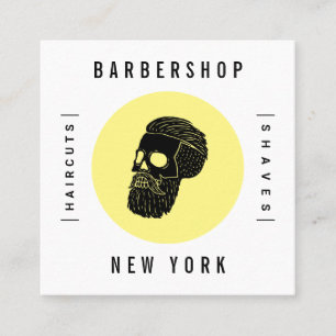 Carte De Rendez-vous Crâne minimaliste minimaliste de barbier blanc