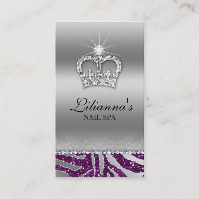 Carte De Rendez-vous Cristal de pourpre d'argent de spa de salon de (Devant)