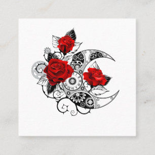 Carte De Rendez-vous Croissant mécanique avec roses rouges