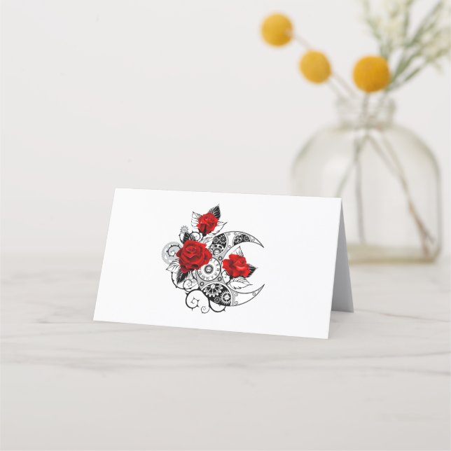 Carte De Rendez-vous Croissant mécanique avec roses rouges (Devant)