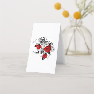 Carte De Rendez-vous Croissant mécanique avec roses rouges