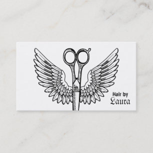 Carte De Rendez-vous cru de tatouage d'ailes de ciseaux de coiffeur