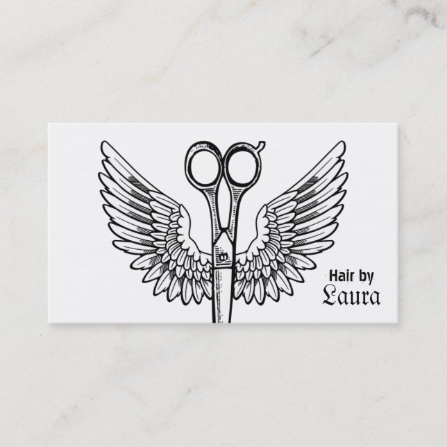 Carte De Rendez-vous cru de tatouage d'ailes de ciseaux de coiffeur (Devant)