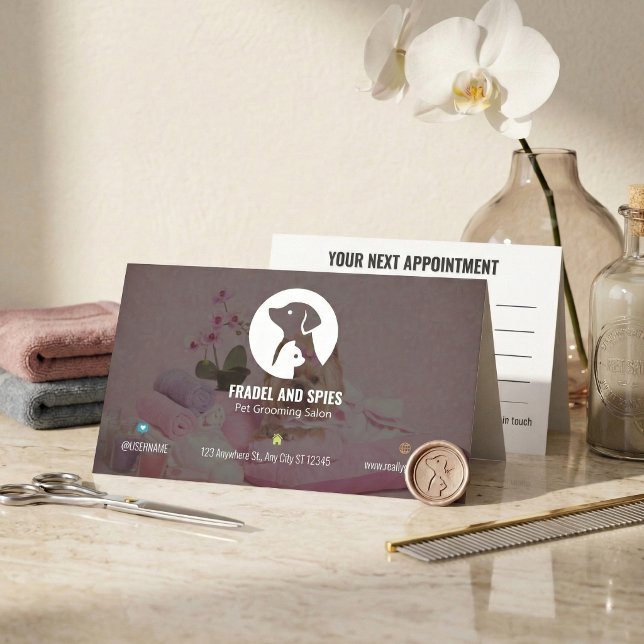 Carte De Rendez-vous Cute Animal Pet Care with Custom Logo (Cute Animal Pet Care Appointment Card with Custom Logo)