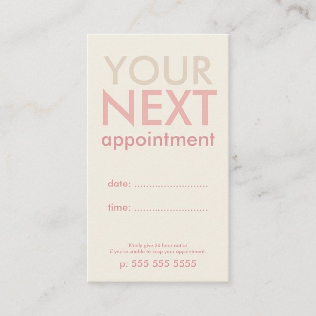 Carte de rendez-vous de base minimale en blanc cas (Devant)