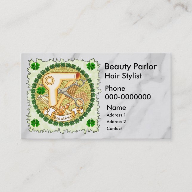 Carte de rendez-vous de beauté irlandaise (Devant)