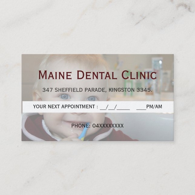 Carte de rendez-vous de brossage des dents à la cl (Devant)