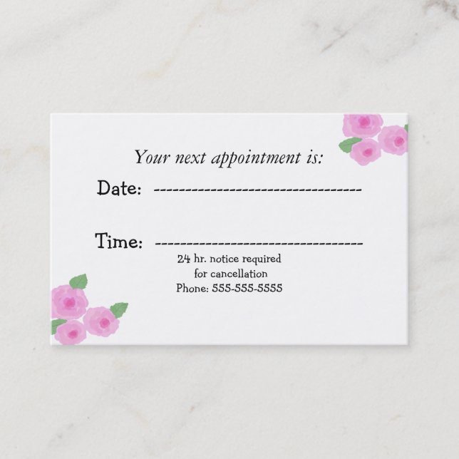 Carte de rendez-vous de bureau avec des roses aqua (Devant)
