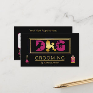 Carte de rendez-vous de chien Grooming Black Rose