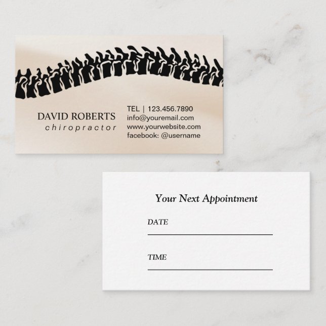 Carte de rendez-vous de chiropraticien neutre (Devant / Derrière)