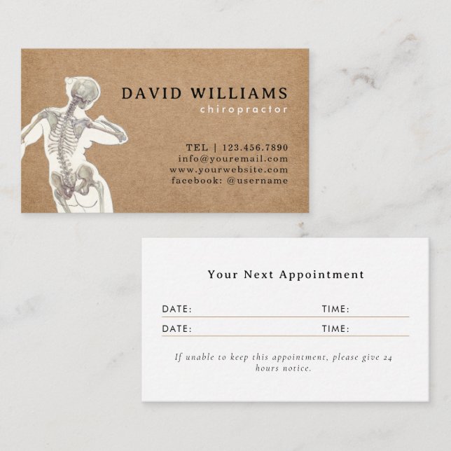 Carte de rendez-vous de chiropratique de massage c (Devant / Derrière)