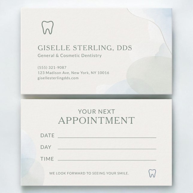 Carte de rendez-vous de dentiste Vert Sauge Lumine (Créateur téléchargé)