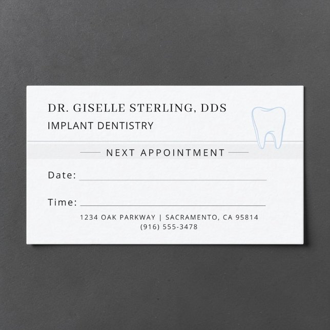 Carte de rendez-vous de dentisterie implantaire (Créateur téléchargé)