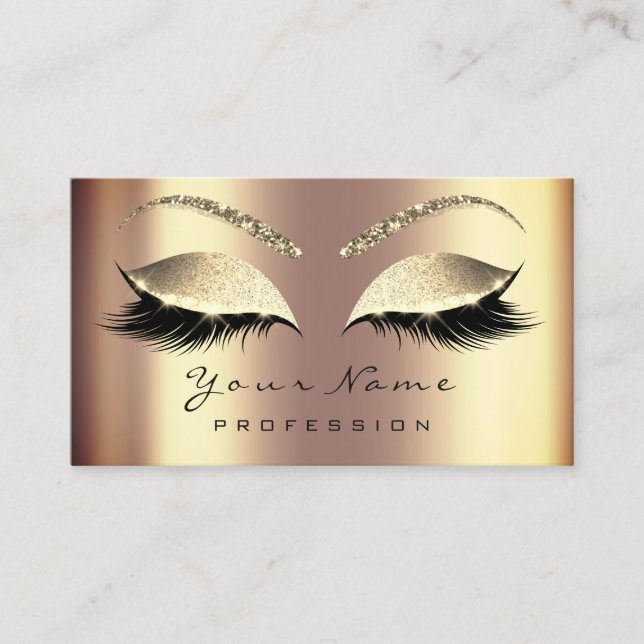 Carte de rendez-vous de maquillage Gold Sepia Lash (Devant)
