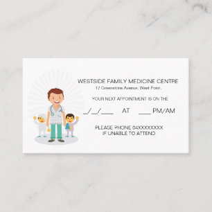 Carte de rendez-vous de médecin de famille et d'en