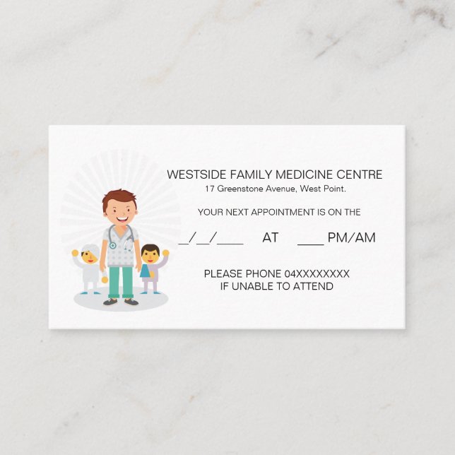 Carte de rendez-vous de médecin de famille et d'en (Devant)