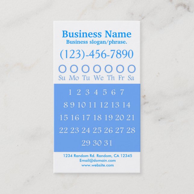 Carte de rendez-vous de perforation blanche bleue (Devant)