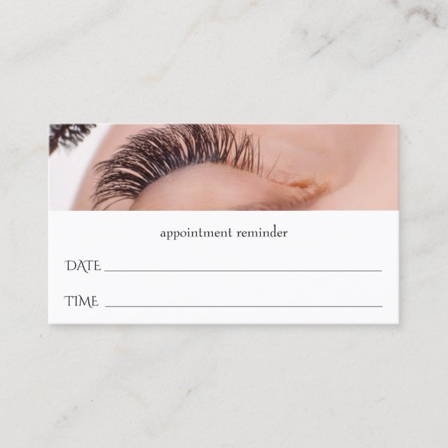 Carte de rendez-vous de salon de extensions de cil (Devant)