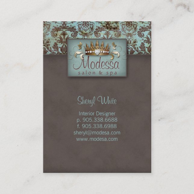 Carte de rendez-vous de spa de salon de damassé de (Devant)