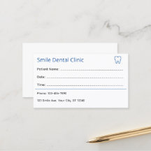 Carte de rendez-vous dentaires professionnelle