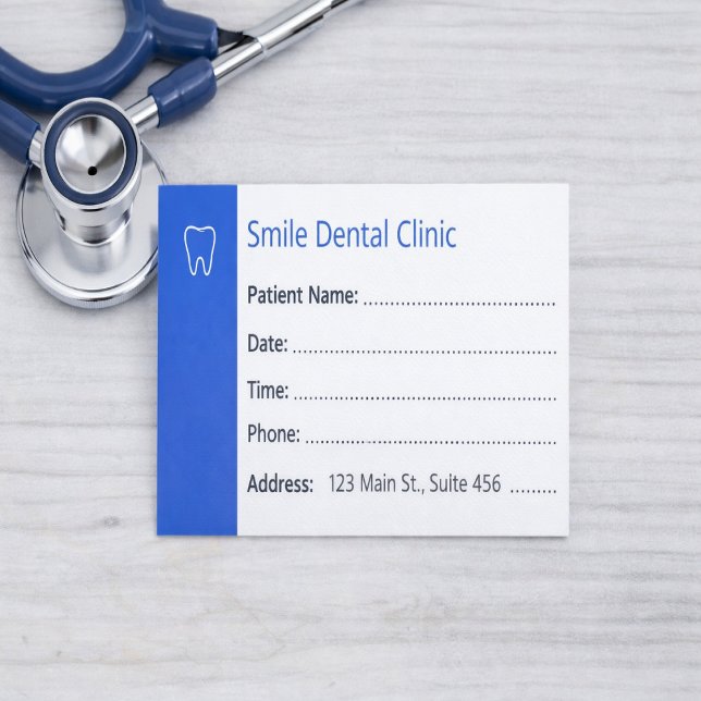 Carte De Rendez-vous Dental Appointment Cards Dentist Office Blue (Créateur téléchargé)