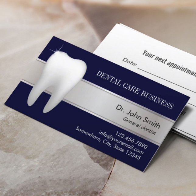 Carte De Rendez-vous Dental Office Professionnel Marine Bleu Dentiste (Créateur téléchargé)