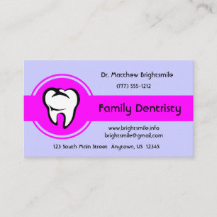 Carte De Rendez-vous Dental White Tooth Bold Magenta Center Stripe
