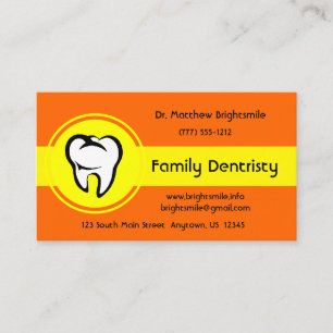 Carte De Rendez-vous Dental White Tooth Bold Yellow Centre Bande