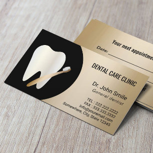 Carte De Rendez-vous Dentist Dentist Tooth & Toothbrush Gold Dental Nom