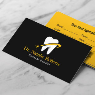 Carte De Rendez-vous Dentist Gold Star Tooth Logo Dentaire professionne